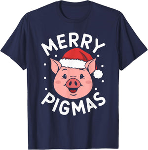 Merry Pigmas Funny Pig Christmas Santa Pig Xmas Farmer T-Shirt - T-Shirt | Navy