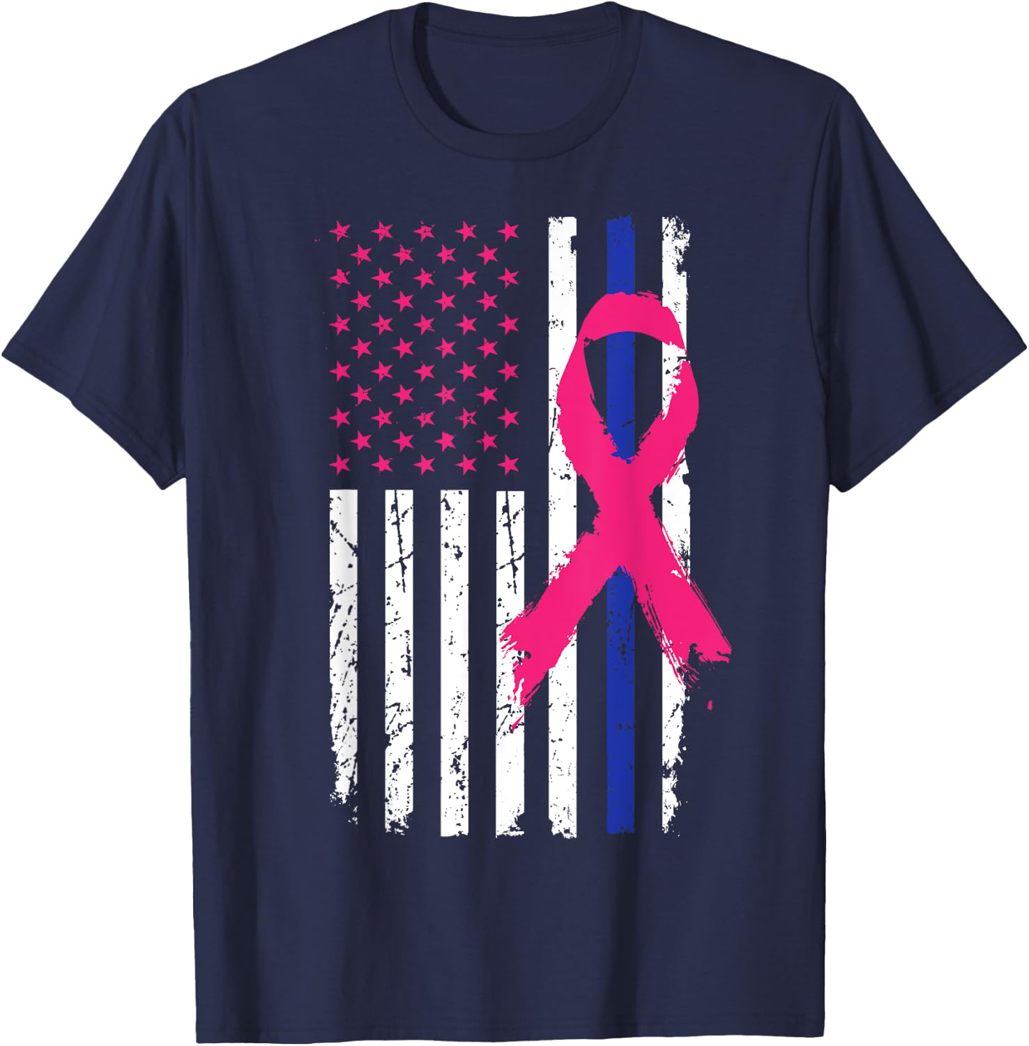 American Police Flag Cool Breast Cancer Awareness Gift Kids Men T-Shirt - T-Shirt | Navy