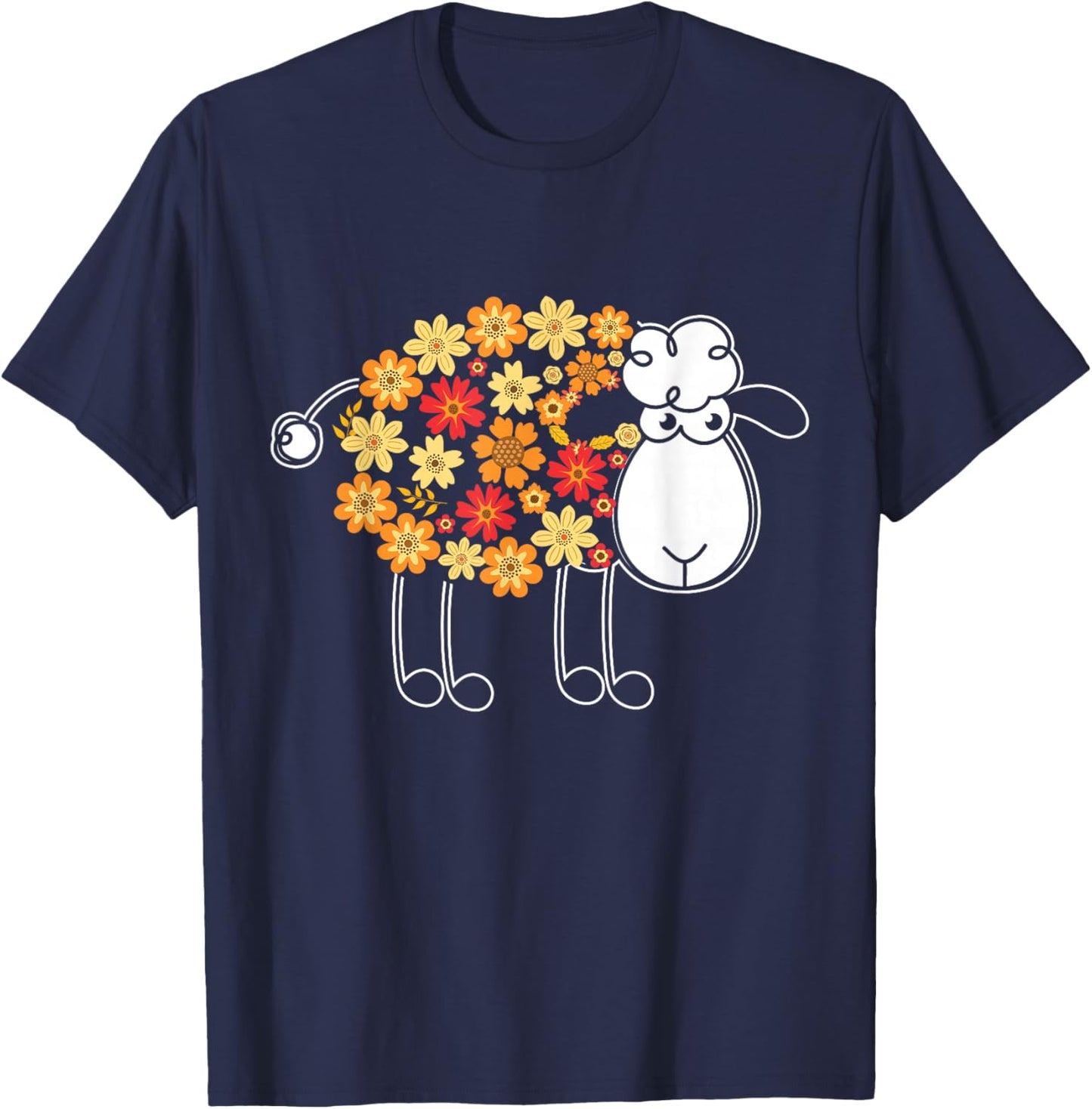 Funny Flower Sheep Design for Farming Lovers T-Shirt - T-Shirt | Navy