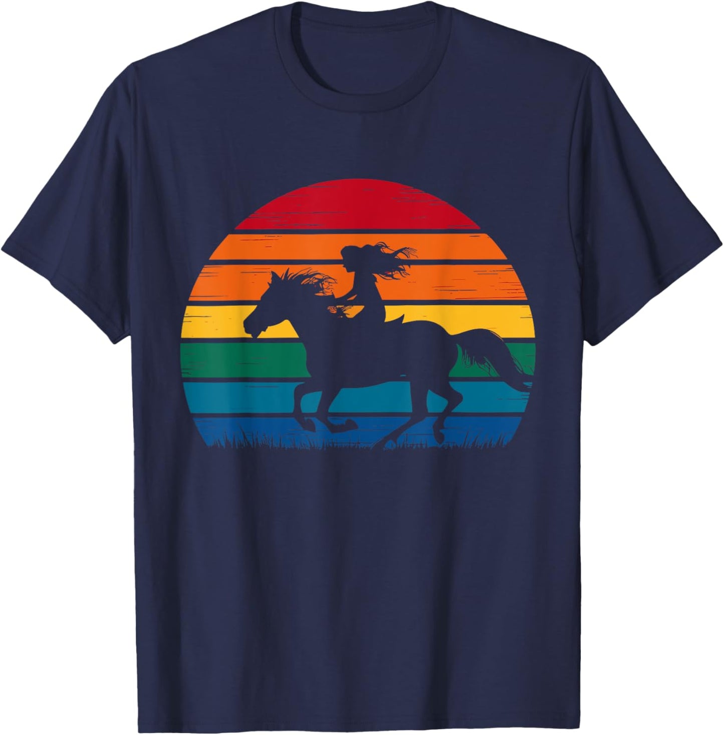 Girl Horse Riding Vintage Cowgirl Texas Ranch T-Shirt - T-Shirt | Navy