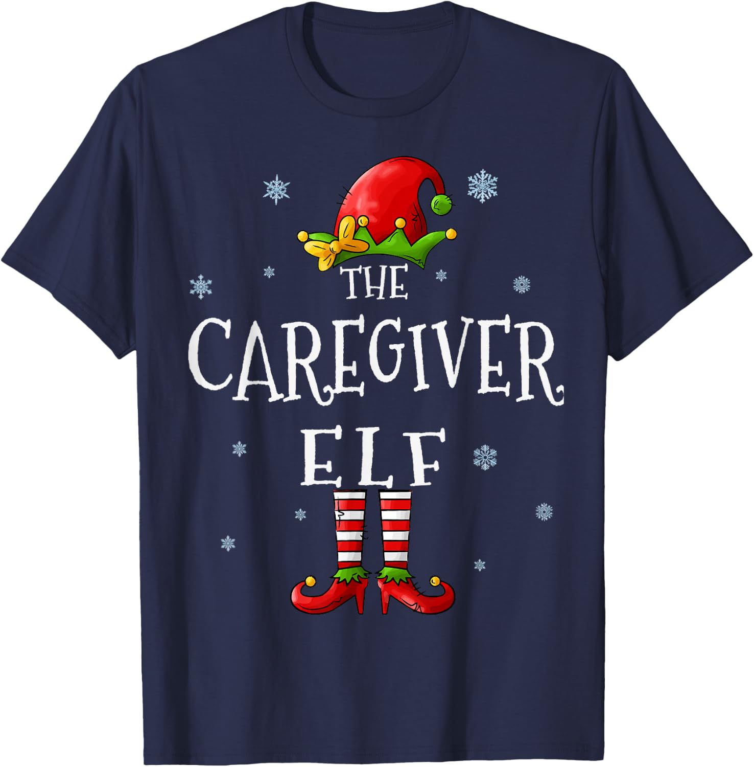 The Caregiver Elf Squad Funny Xmas Groupe Matching Christmas T-Shirt - T-Shirt | Navy
