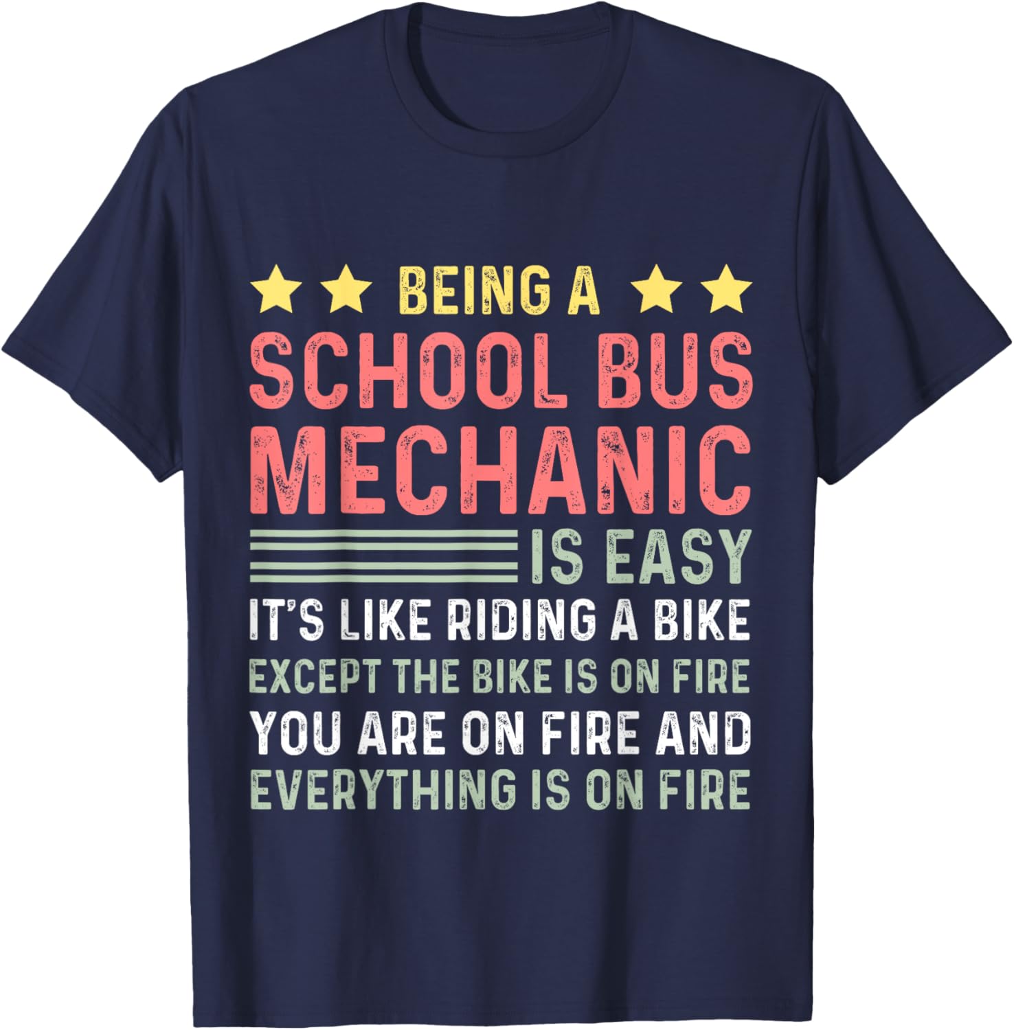 School Bus Mechanic T-Shirt - T-Shirt | Navy
