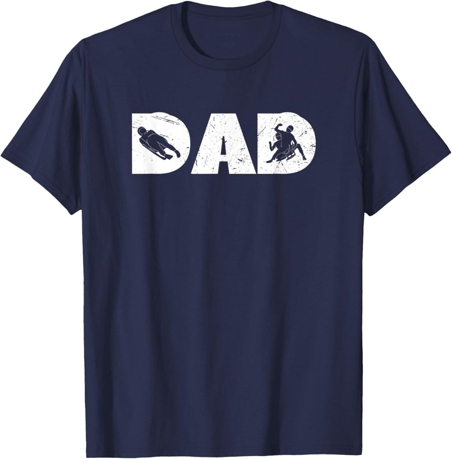 Vintage Luge Dad Luge Racing Winter Sport Family Fathers Day T-Shirt - T-Shirt | Navy