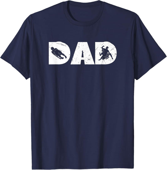 Vintage Luge Dad Luge Racing Winter Sport Family Fathers Day T-Shirt - T-Shirt | Navy