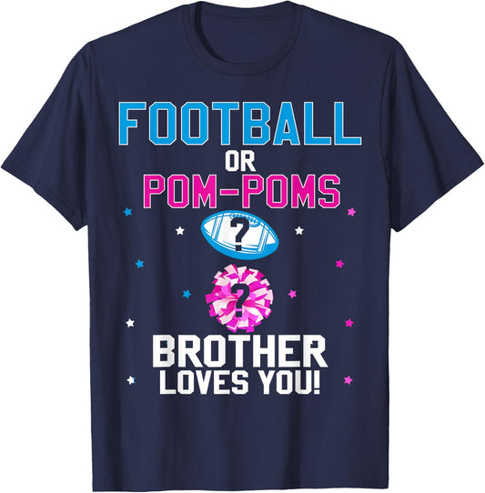 Football or Pom Poms Cheerleader Brother Loves You Baby T-Shirt - T-Shirt | Navy