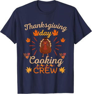 Thanksgiving Day Cooking Crew Funny T-Shirt - T-Shirt | Navy