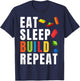 Brick Builder Eat sleep repeat Master Builder T-Shirt - T-Shirt | Navy