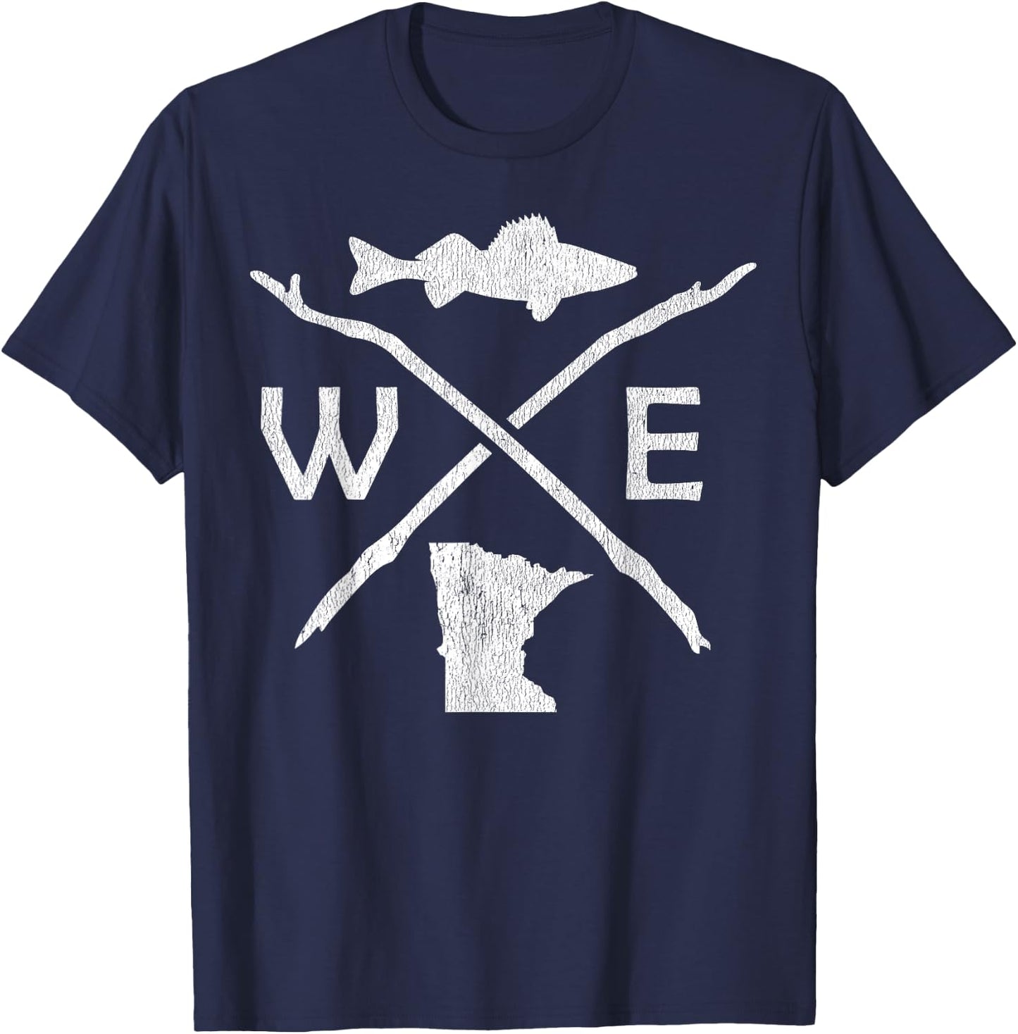 Walleye Fishing - Minnesota Walleye Fishing Compass Gift T-Shirt - T-Shirt | Navy
