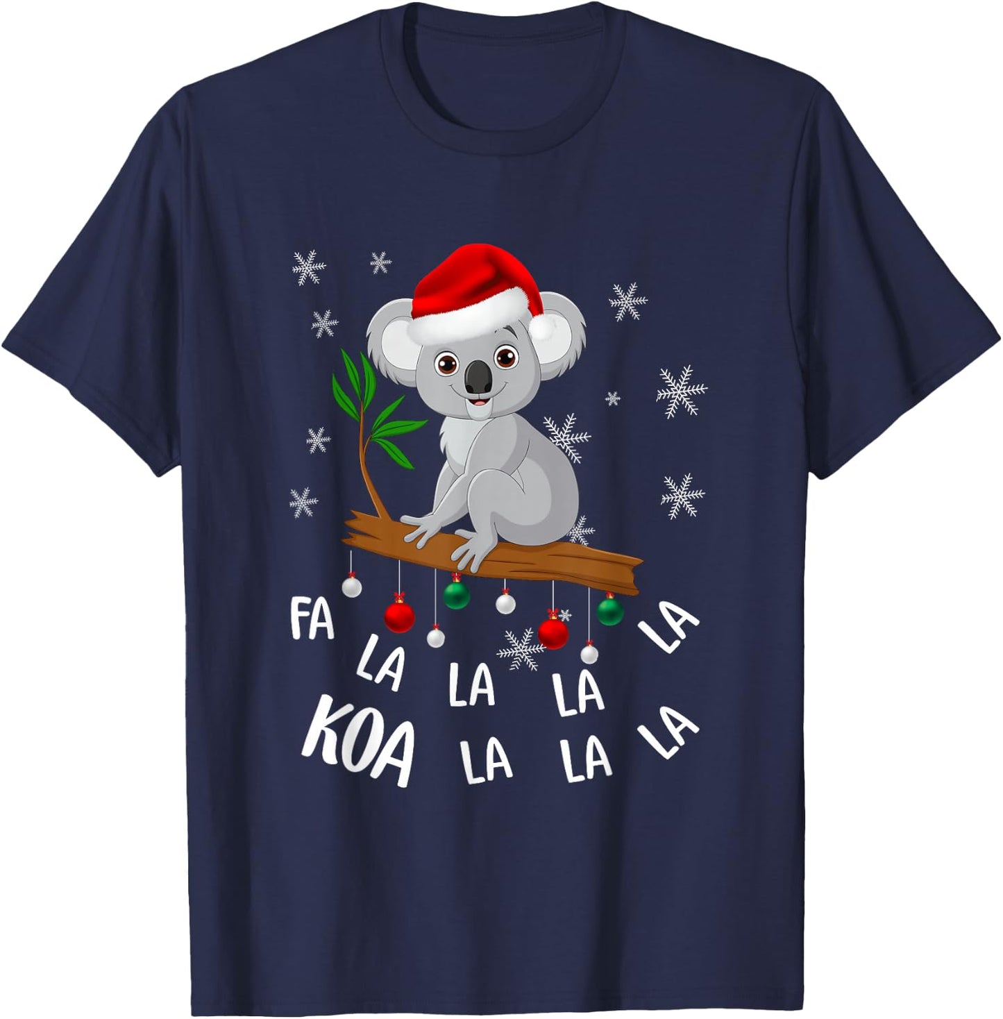 Fa la la Koala Cute Koala Bear in Christmas Hat Santa T-Shirt - T-Shirt | Navy