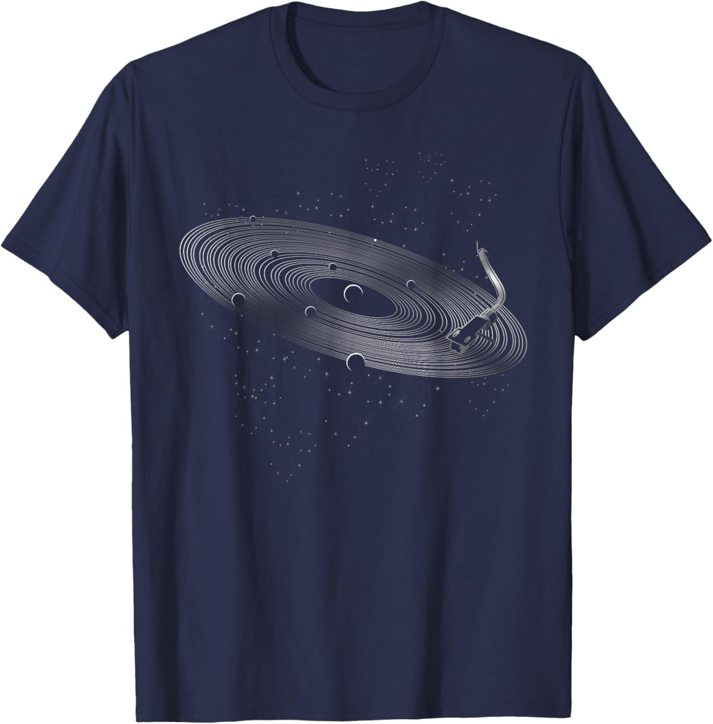 Space DJ Outer Space Turntable EDM Vinyl Record Player T-Shirt - T-Shirt | Navy