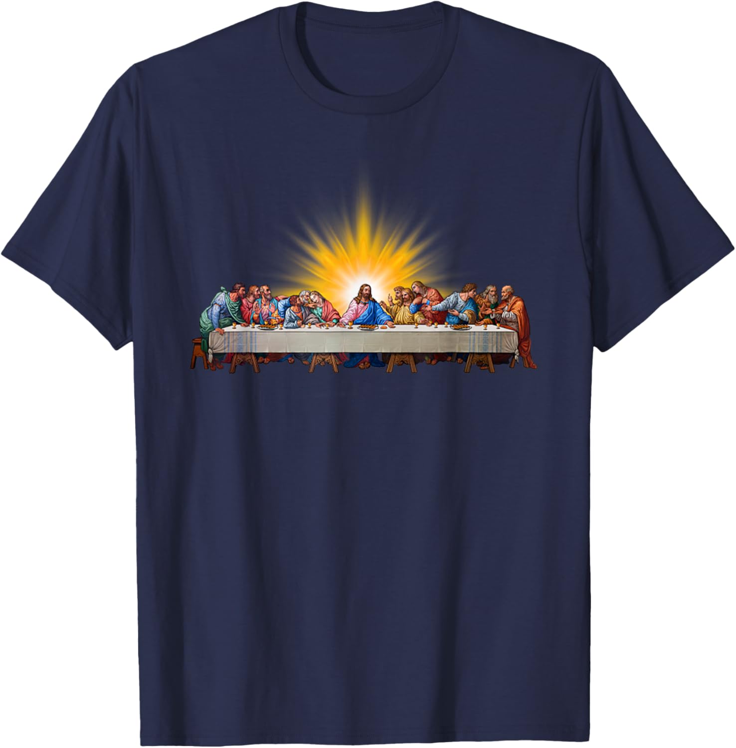 Last Supper Jesus Christ Leonardo Da Vinci Painting T-Shirt - T-Shirt | Navy
