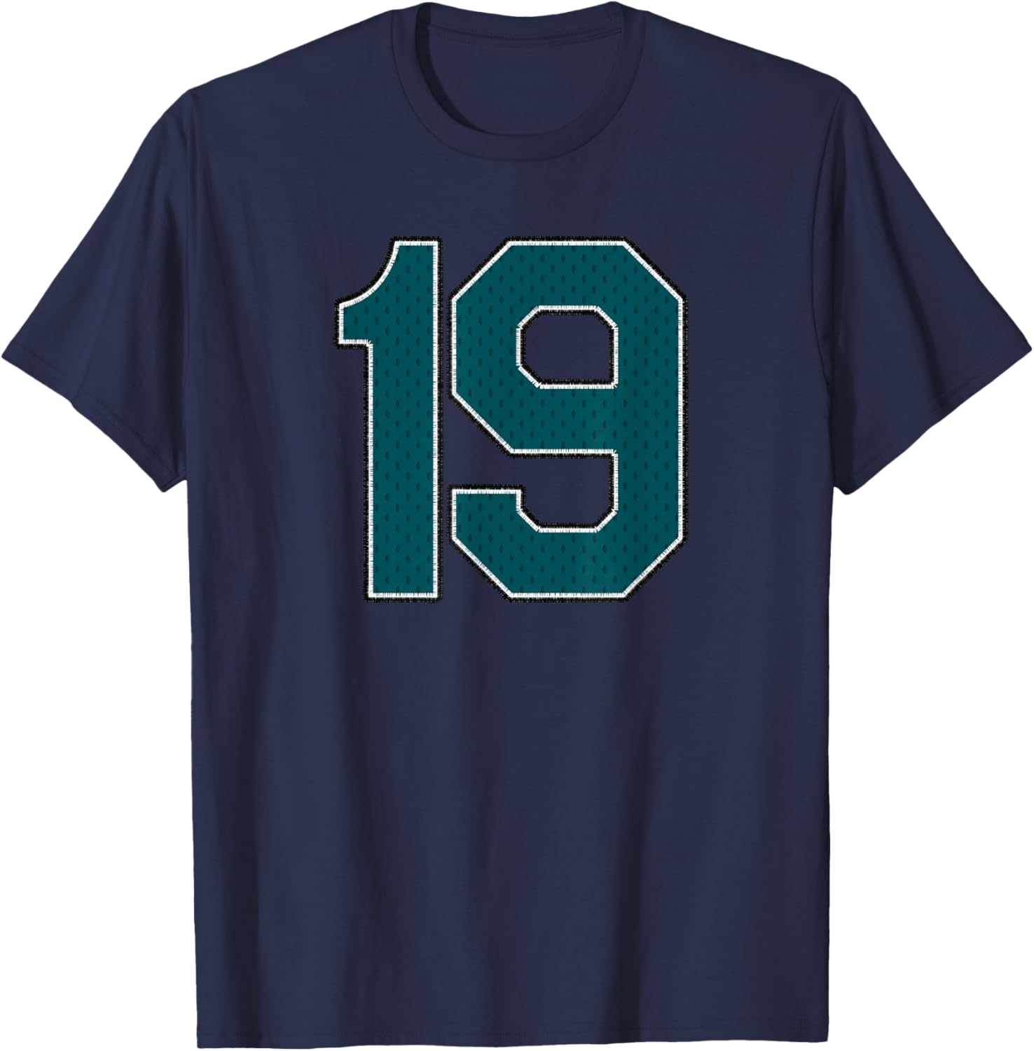 Player Dark Teal Green Number 19 Sports Fan Wear Supporter T-Shirt - T-Shirt | Navy