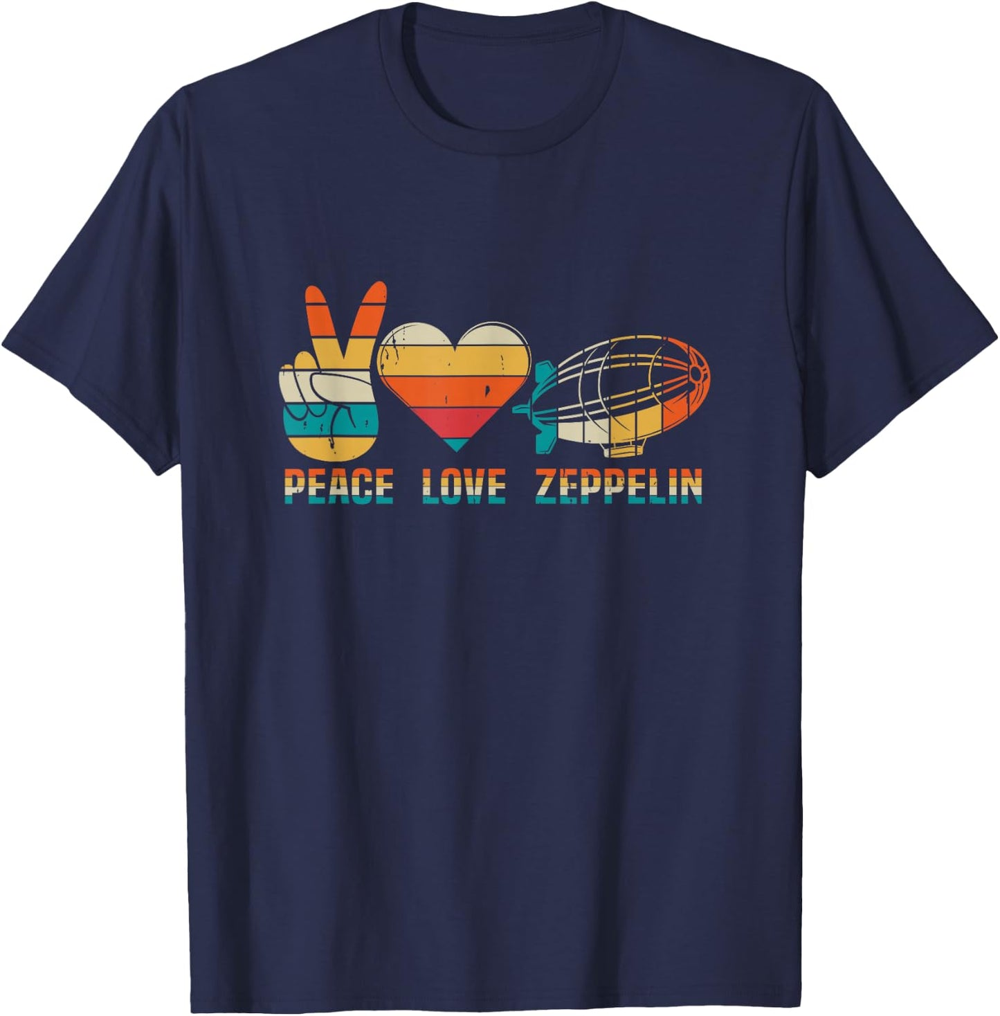 Dirigible Airship Blimp Zepelin Peace Love Zeppelin T-Shirt - T-Shirt | Navy