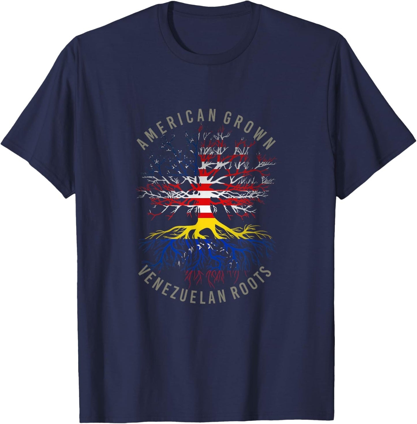 American Grown Venezuelan Roots USA Venezuela Flag Heritage T-Shirt - T-Shirt | Navy