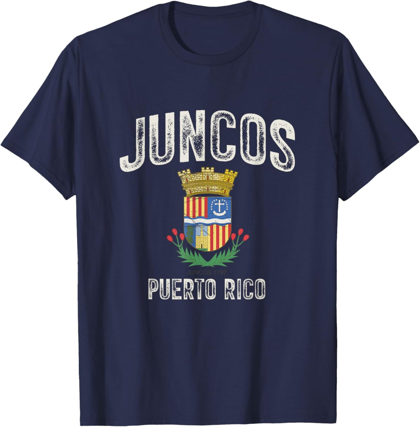 Juncos City in Puerto Rico, Juncos Armorial T-Shirt - T-Shirt | Navy