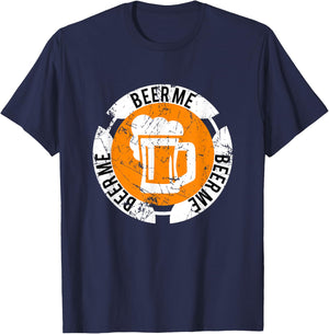 Beer Me funny beer shirt , Beer Mug Emblem, Beerman T-Shirt - T-Shirt | Navy