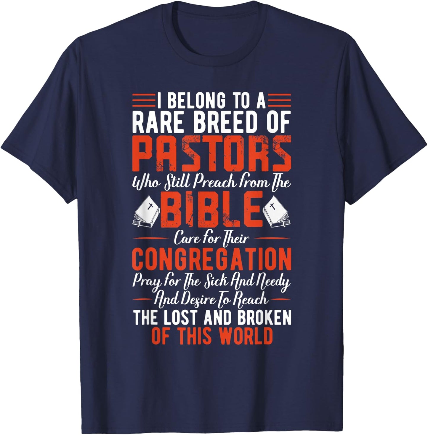 I Belong To A Rare Breed Of Pastors Minister Clergy Pastor T-Shirt - T-Shirt | Navy