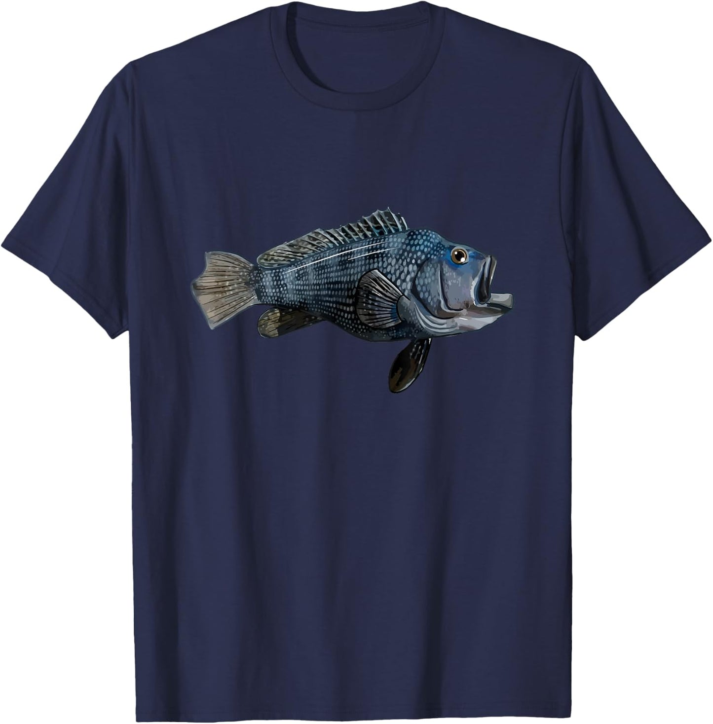 Rock Bass | Black Sea Bass T-Shirt - T-Shirt | Navy