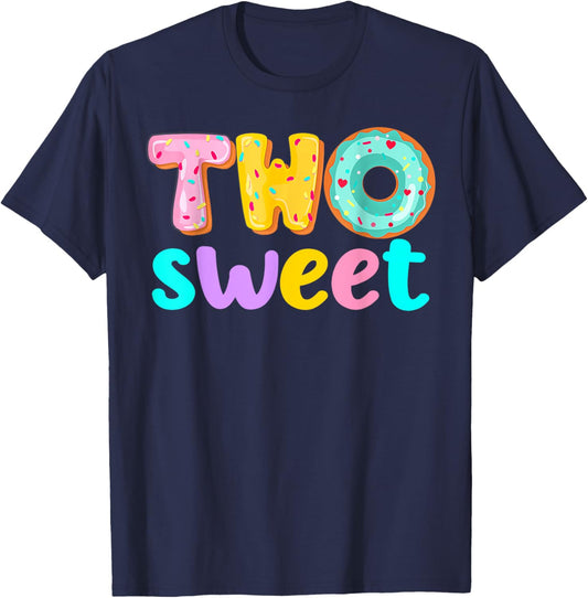 Two Sweet Birthday Girl Donut Birthday Party Theme Family 2 T-Shirt - T-Shirt | Navy