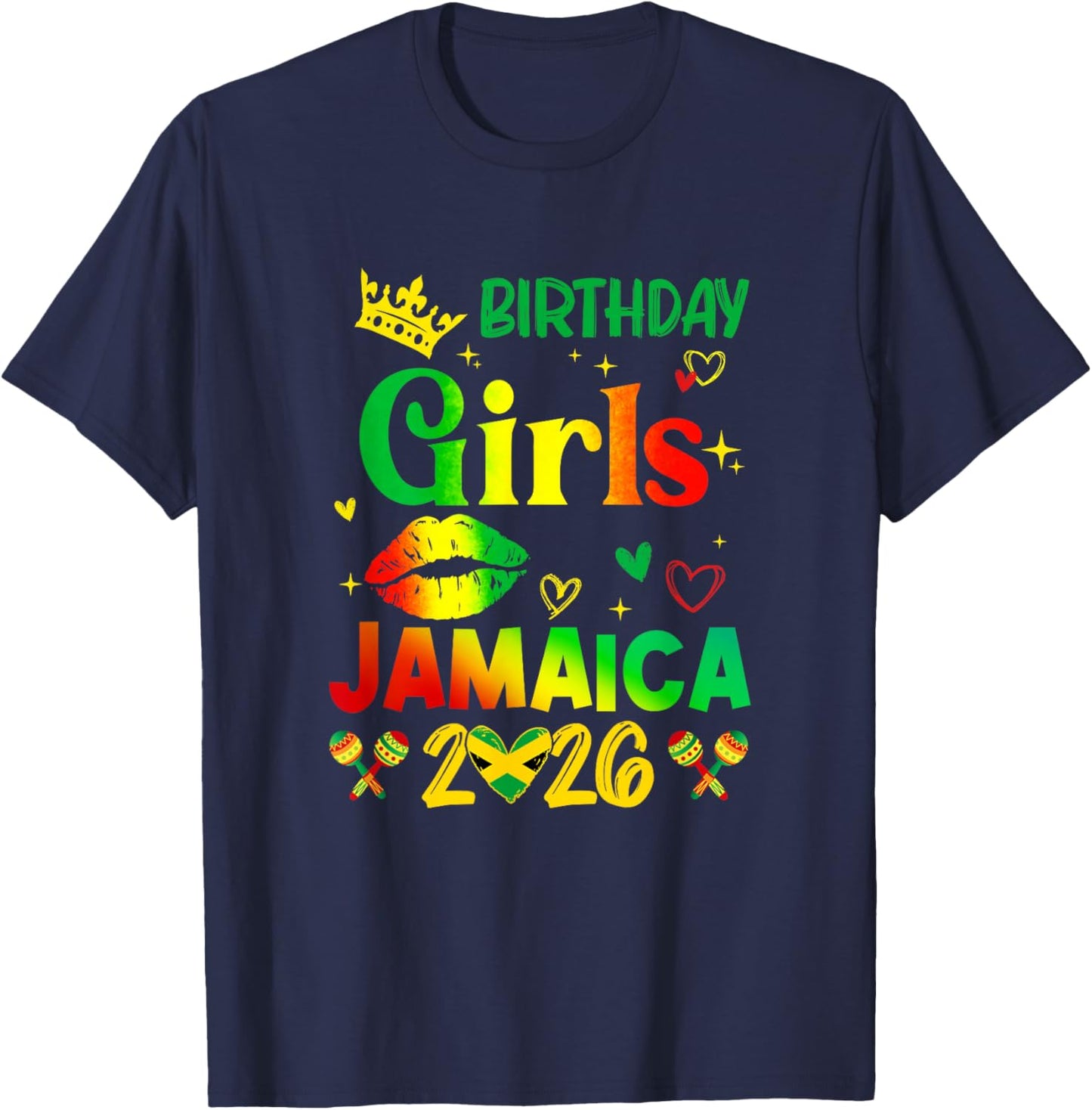 Funny Birthday Girl Jamaica 2026 Birthday Trip Vacation T-Shirt - T-Shirt | Navy