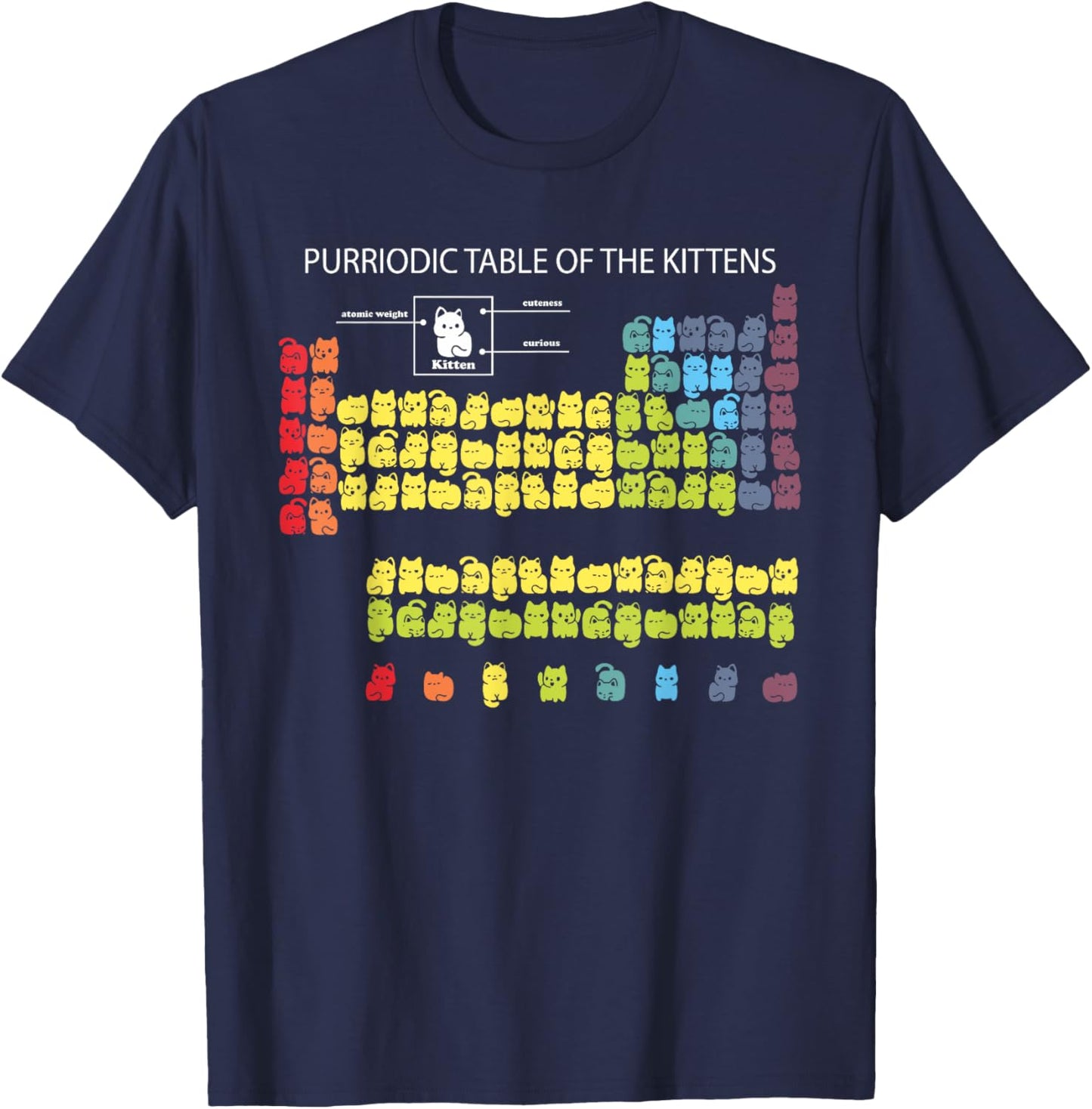 Periodic Table of Kittens Funny Cat Chemistry Funny Cat T-Shirt - T-Shirt | Navy