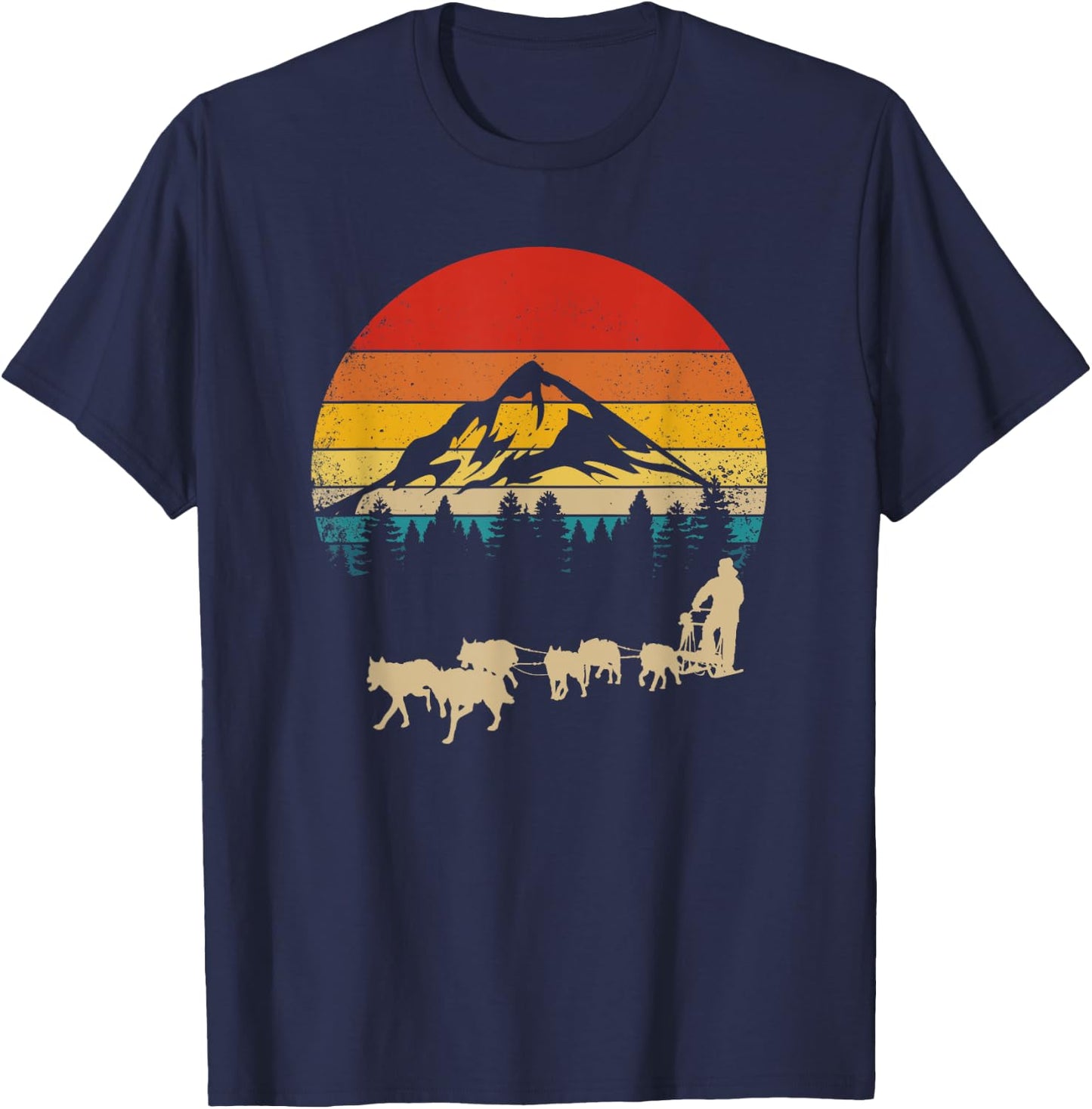 Funny Dog Sledding Men Women Kids T-Shirt - T-Shirt | Navy