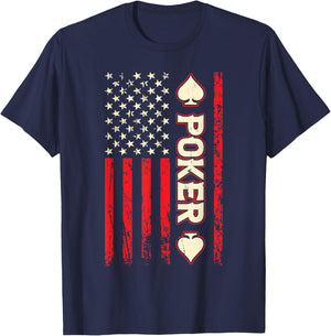 Funny Poker American USA Flag Poker Player Men T-Shirt - T-Shirt | Navy