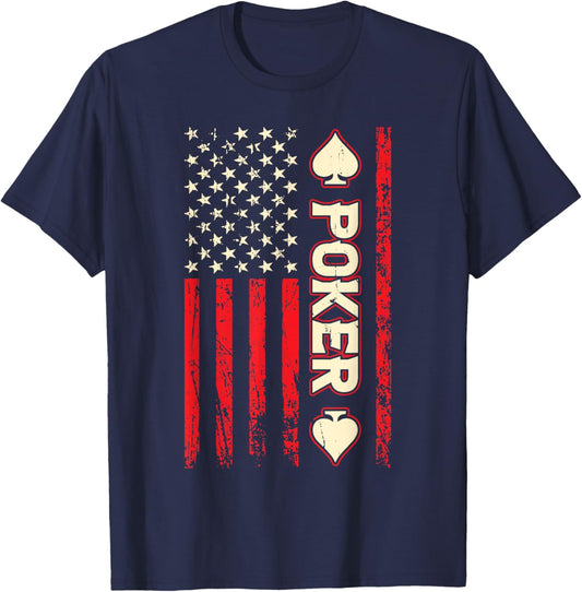 Funny Poker American USA Flag Poker Player Men T-Shirt - T-Shirt | Navy