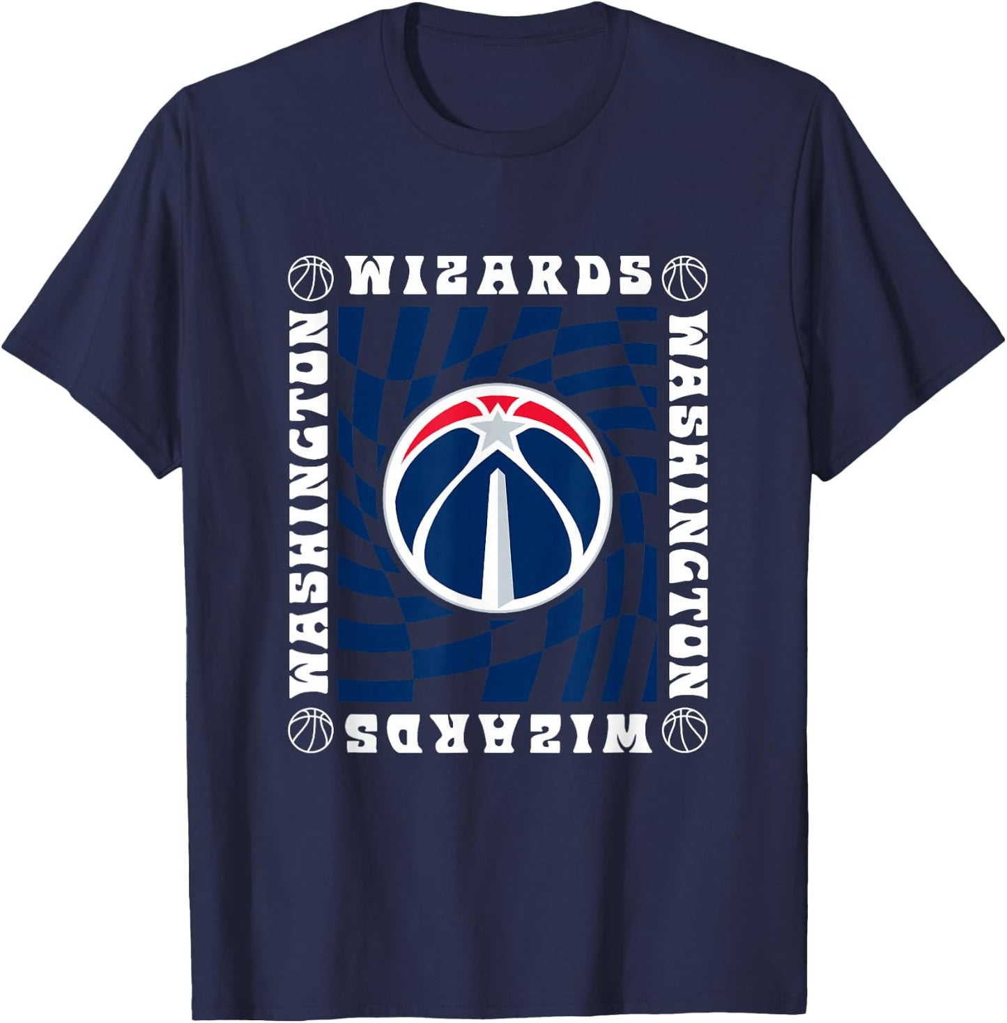 NBA Washington Wizards Retro Checkerboard Wave T-Shirt - T-Shirt | Navy