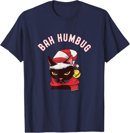 Christmas Cat Bah Humbug T-Shirt - T-Shirt | Navy