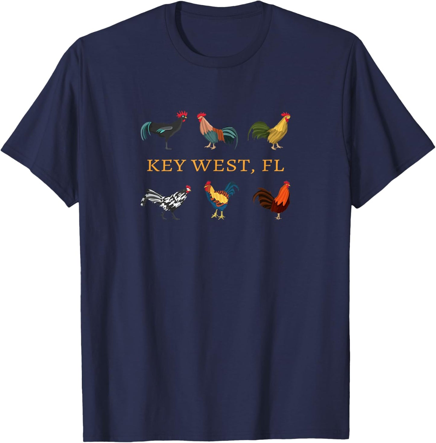 Key West, FL - Chicken / Rooster Souvenir T-Shirt - T-Shirt | Navy