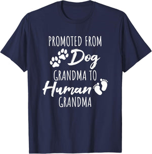 New Grandpa Celebration Apparel for Dog Owner Promoted From Dog Grandma To Human Grandma , Small, Black T-Shirt - T-Shirt | Navy
