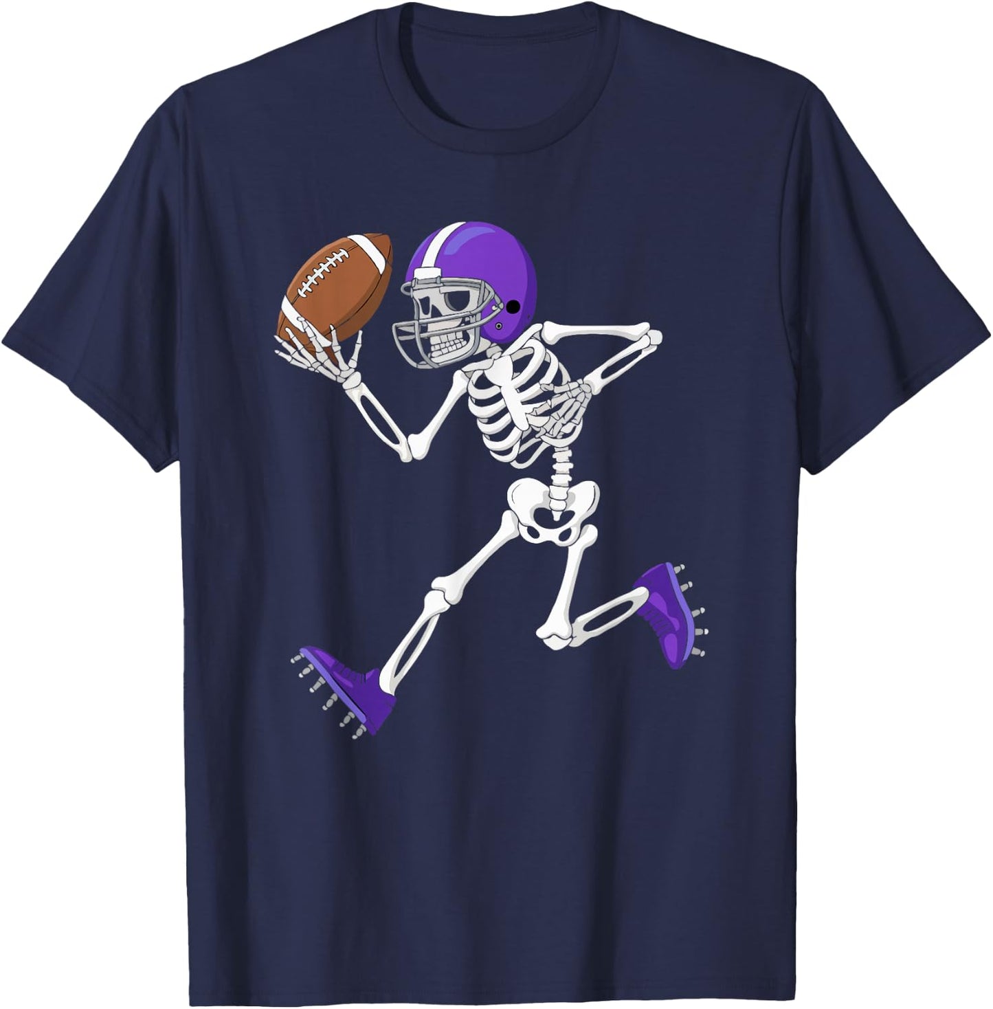 American Football Skeleton Player Funny Halloween Men Boys T-Shirt - T-Shirt | Navy
