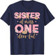 Sister of Little Miss One-deer-ful Bday Girl Floral Deer T-Shirt - T-Shirt | Navy