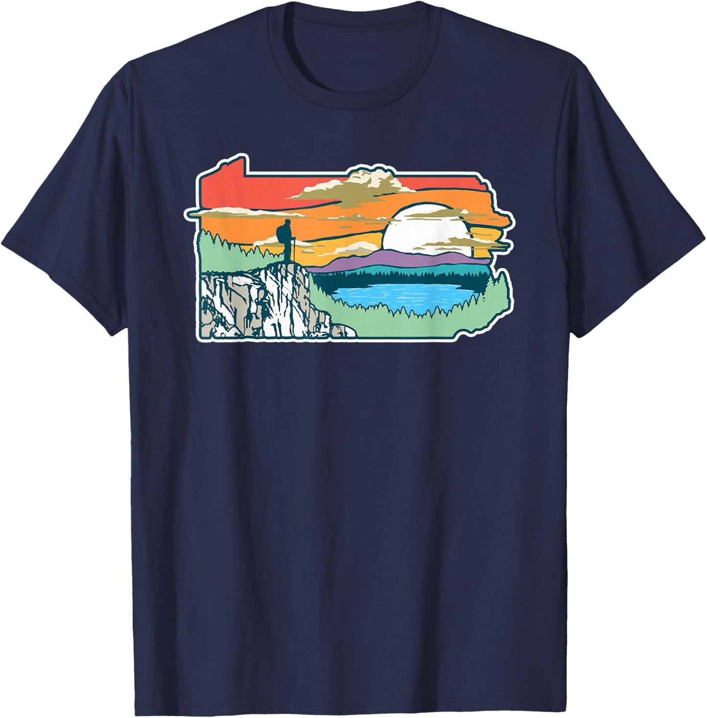 State of Pennsylvania Nature Illustration Outdoor Graphic T-Shirt - T-Shirt | Navy