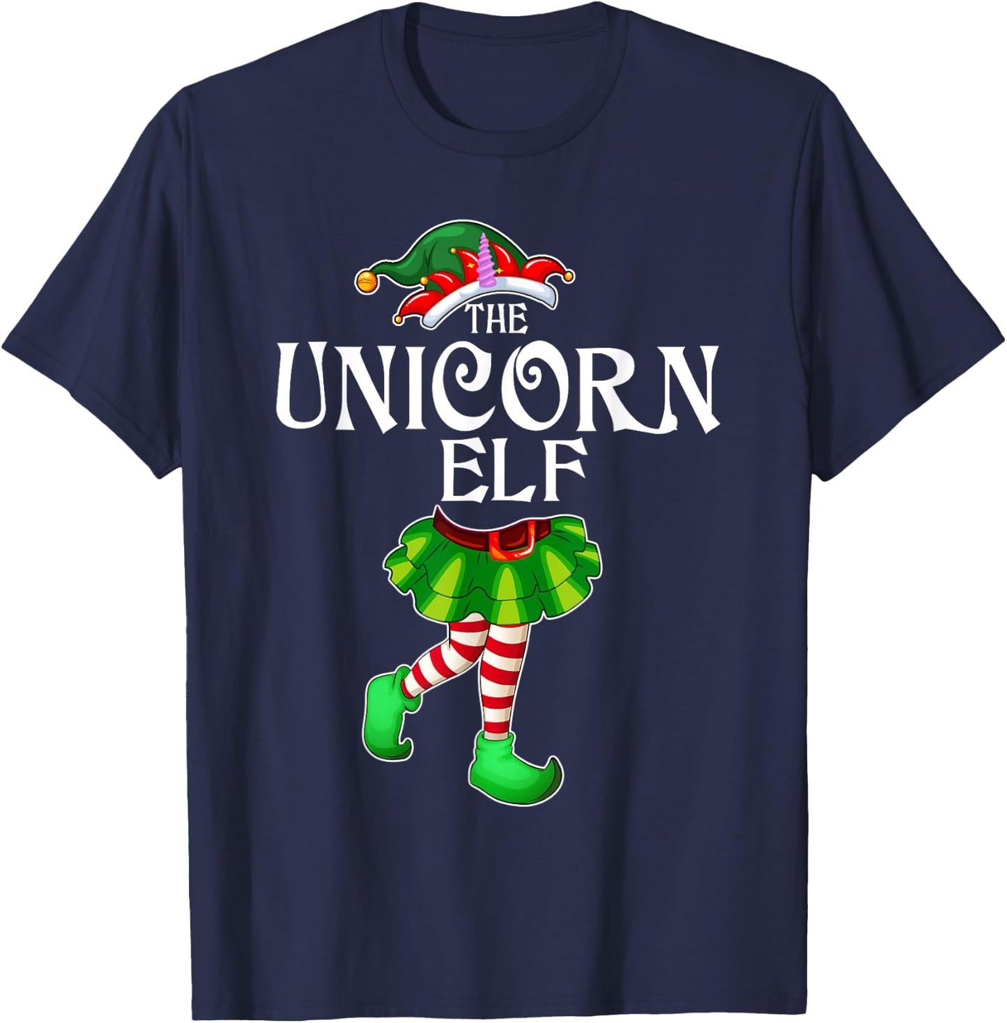 The Unicorn Elf Christmas Matching Family Group T-Shirt - T-Shirt | Navy