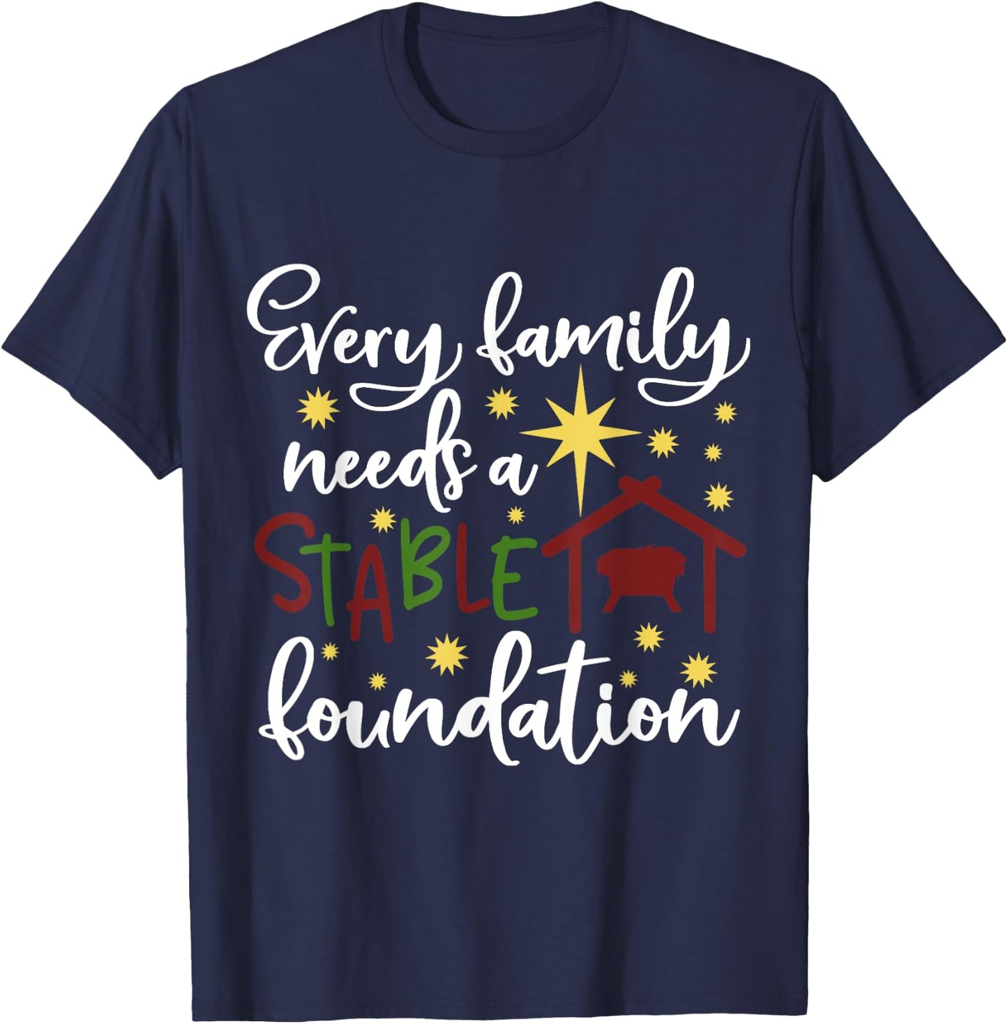 Christmas Christian Saying Religious Quote Family Xmas Gift T-Shirt - T-Shirt | Navy