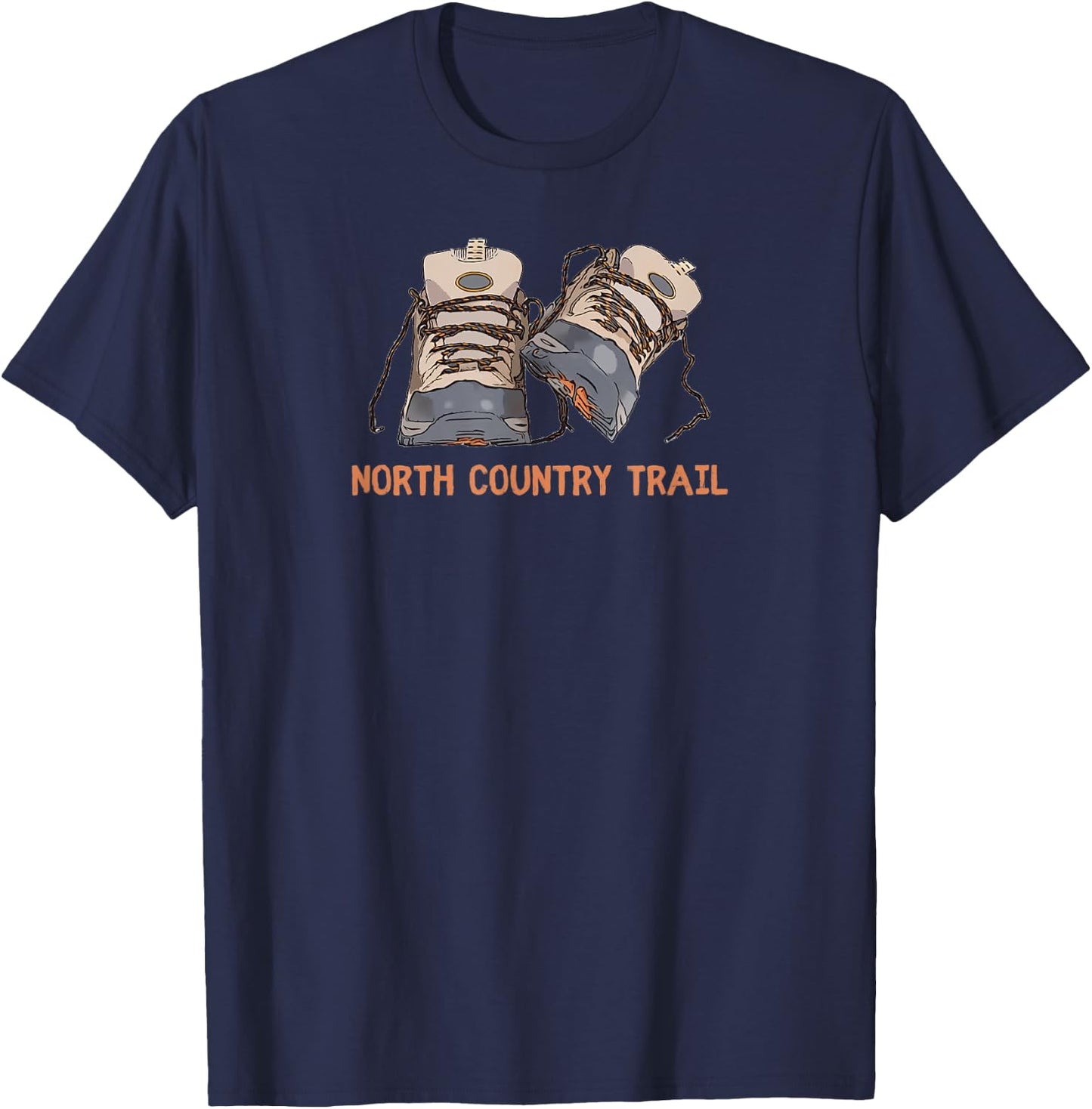 North Country Trail Hiking Boots Graphic T-Shirt - T-Shirt | Navy