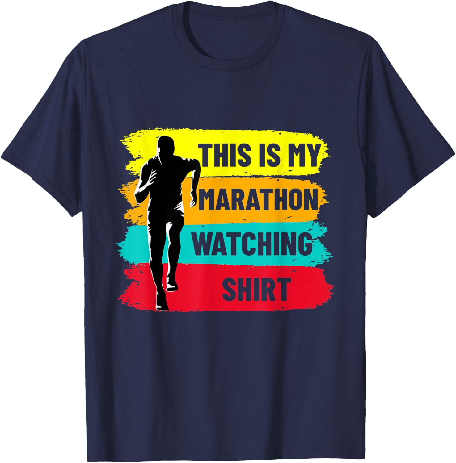 Retro Marathoner Runner Running This Is My Marathon Watching T-Shirt - T-Shirt | Navy