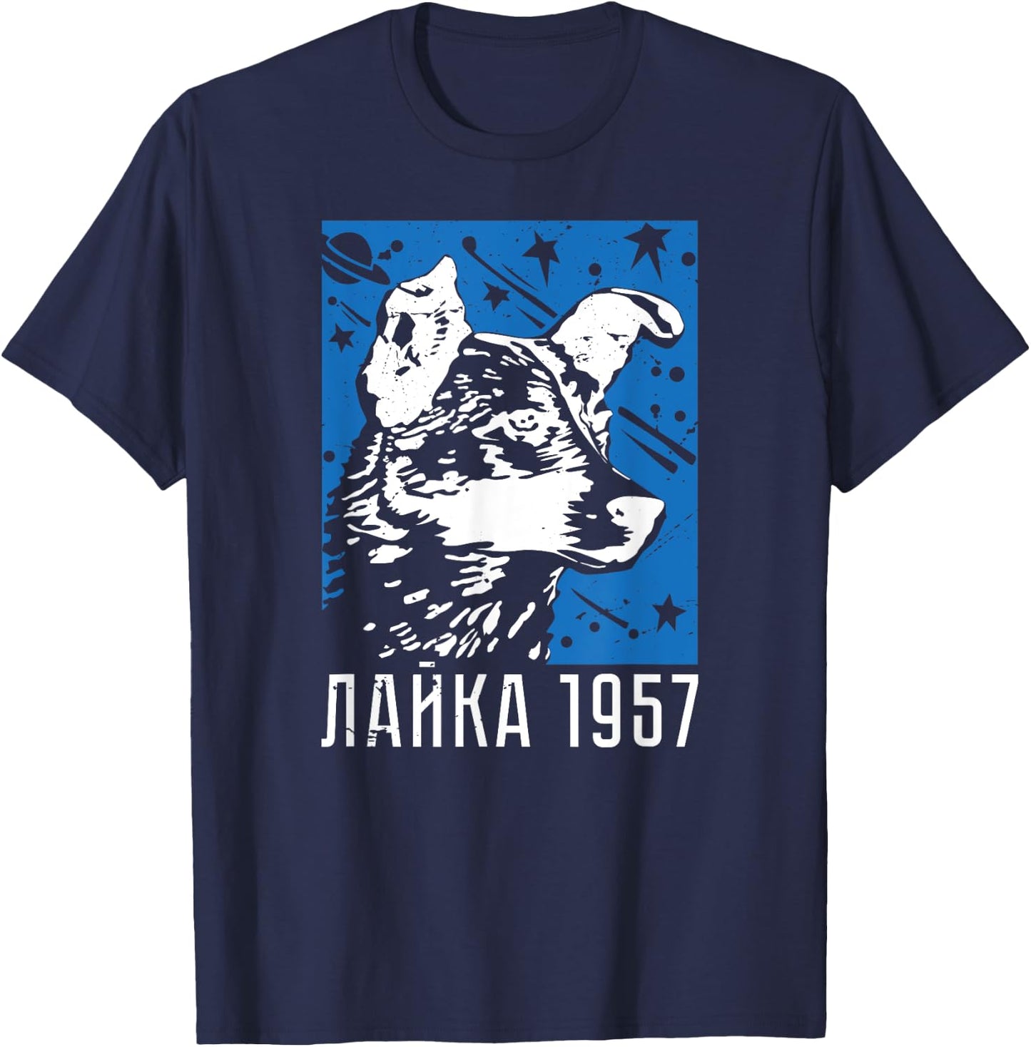 Laika Dog Sputnik Space Space Travel USSR Women T-Shirt - T-Shirt | Navy
