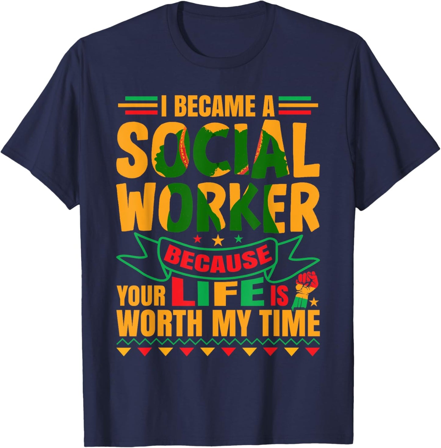 Black Social Worker Social Work Social Work Appreciation T-Shirt - T-Shirt | Navy