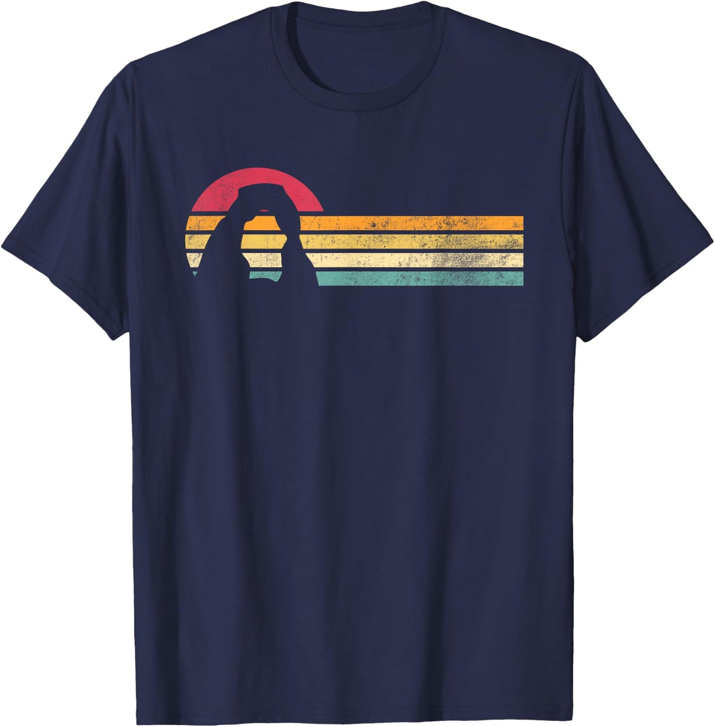 Retro Vintage Delicate Arch Silhouette Arches National Park T-Shirt - T-Shirt | Navy