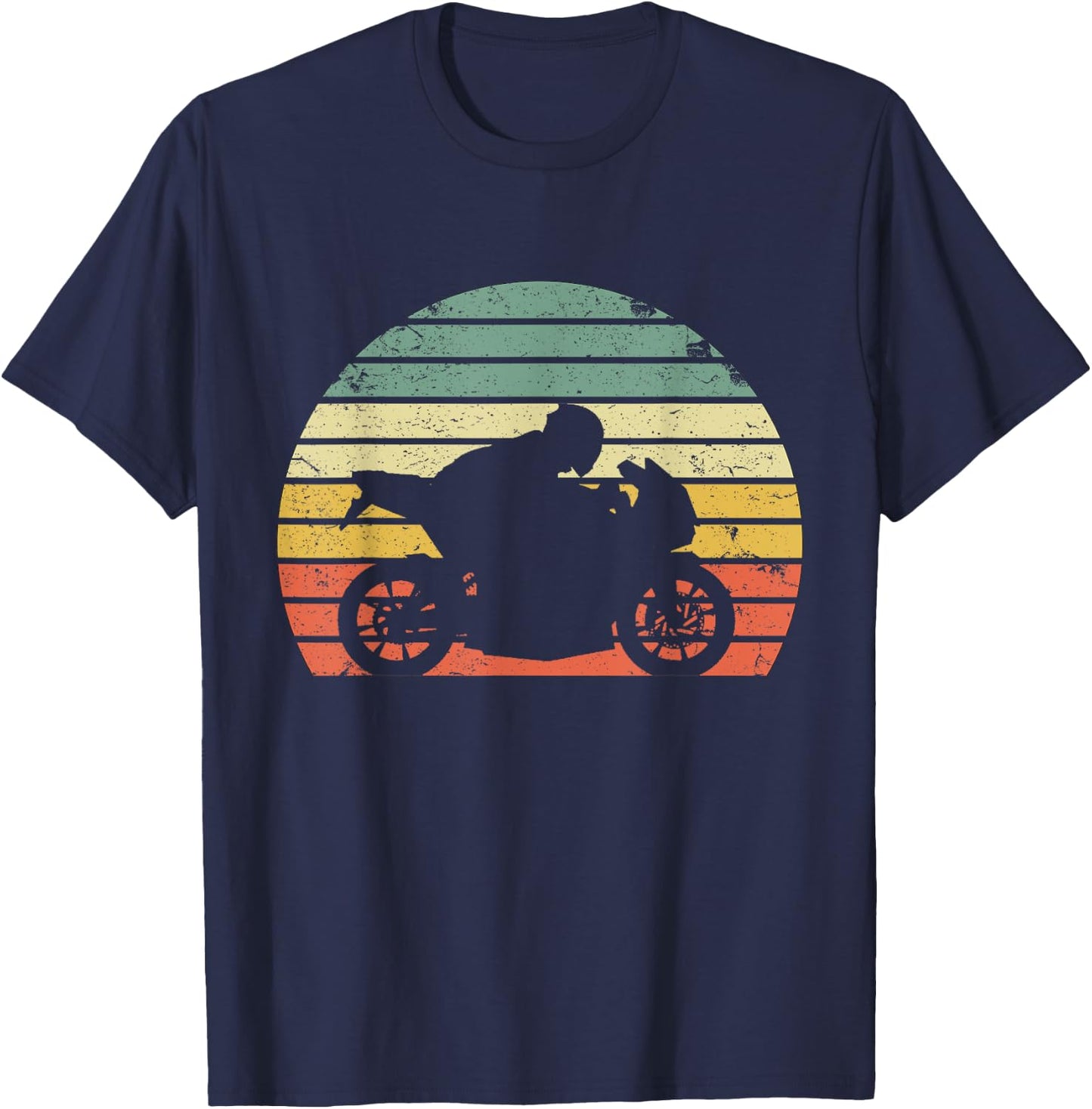 Vintage Biker Motorcycle Shirt Silhouette Retro T-Shirt - T-Shirt | Navy