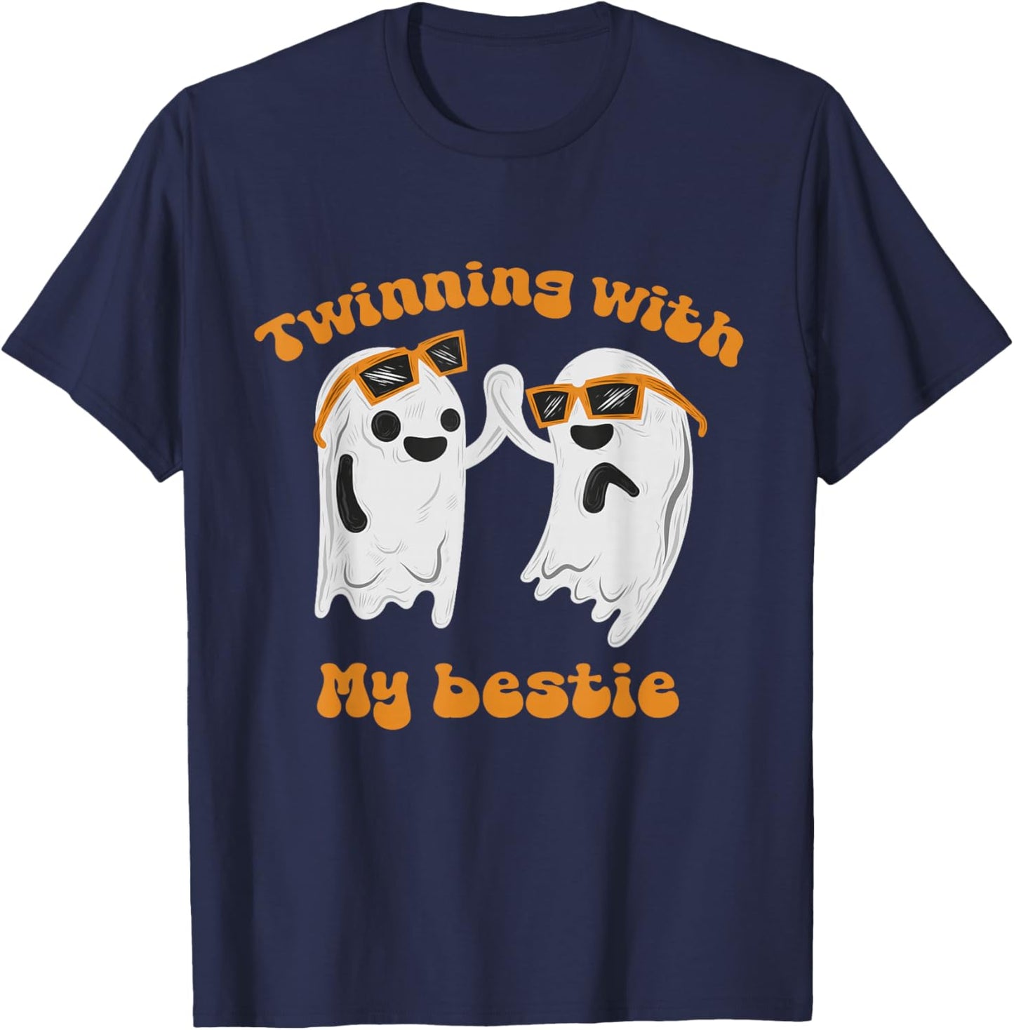 Twinning With My Bestie Halloween Ghost And Men T-Shirt - T-Shirt | Navy