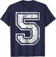 Sports Jersey Grunge Number 5 Fan Team Player Birthday Gift T-Shirt - T-Shirt | Navy