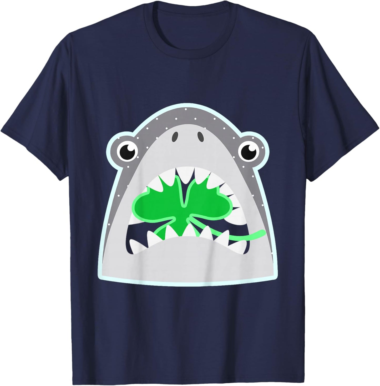 Toddler St Patricks Day Shark Shamrock Boys Lucky Clover T-Shirt - T-Shirt | Navy