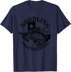 Texan Noodling professional, funny Texas catfish noodling T-Shirt - T-Shirt | Navy