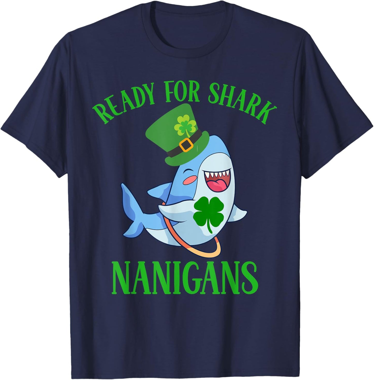 Boys St Patricks Day Shirts With Sharks Shenanigans Funny T-Shirt - T-Shirt | Navy