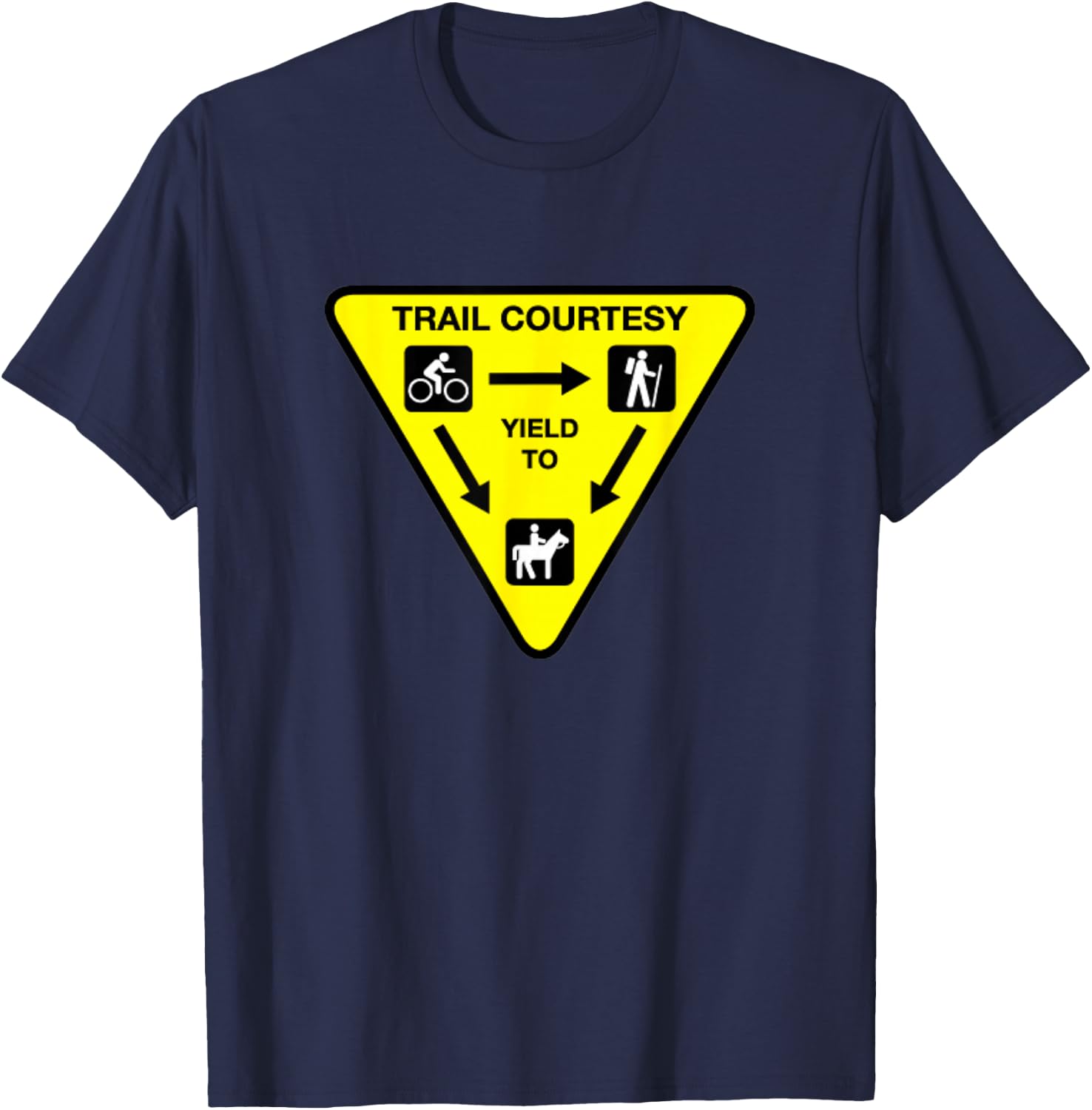 Hiking trail courtesy, horse, biking, walking T-Shirt - T-Shirt | Navy