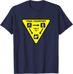 Hiking trail courtesy, horse, biking, walking T-Shirt - T-Shirt | Navy